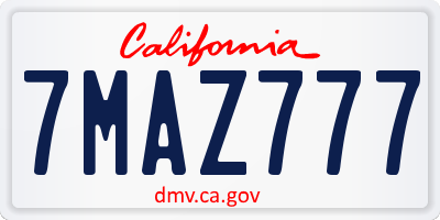 CA license plate 7MAZ777