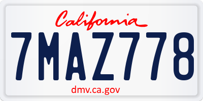 CA license plate 7MAZ778