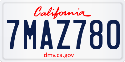 CA license plate 7MAZ780