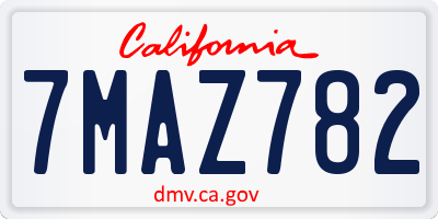 CA license plate 7MAZ782