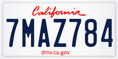 CA license plate 7MAZ784
