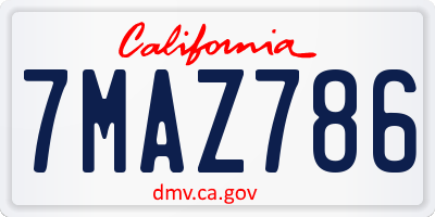 CA license plate 7MAZ786