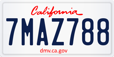 CA license plate 7MAZ788