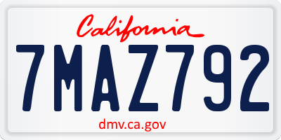 CA license plate 7MAZ792