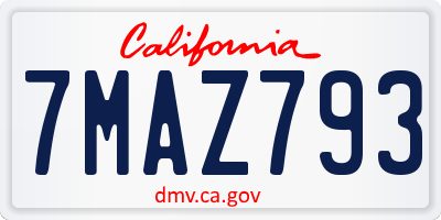 CA license plate 7MAZ793