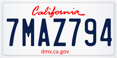 CA license plate 7MAZ794