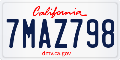 CA license plate 7MAZ798