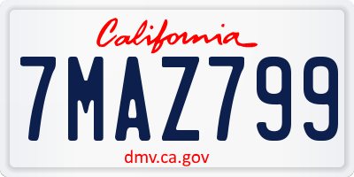 CA license plate 7MAZ799