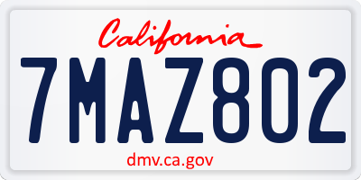 CA license plate 7MAZ802