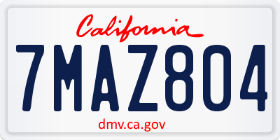 CA license plate 7MAZ804