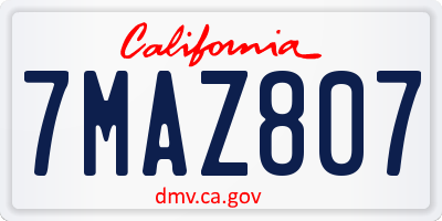 CA license plate 7MAZ807