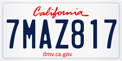 CA license plate 7MAZ817
