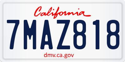 CA license plate 7MAZ818