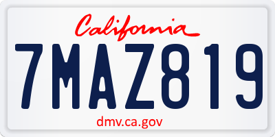 CA license plate 7MAZ819