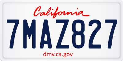 CA license plate 7MAZ827