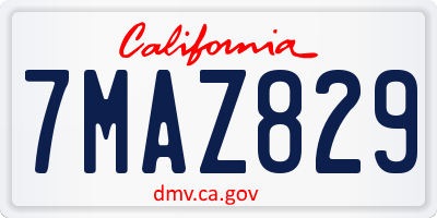 CA license plate 7MAZ829