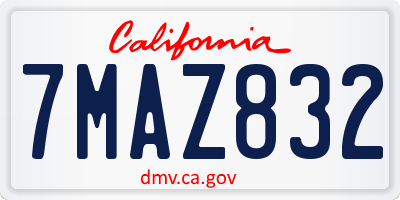 CA license plate 7MAZ832