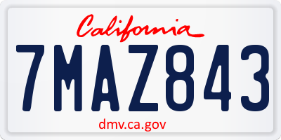 CA license plate 7MAZ843