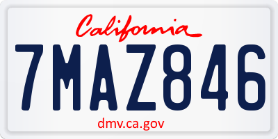 CA license plate 7MAZ846