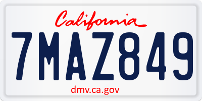 CA license plate 7MAZ849