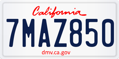 CA license plate 7MAZ850