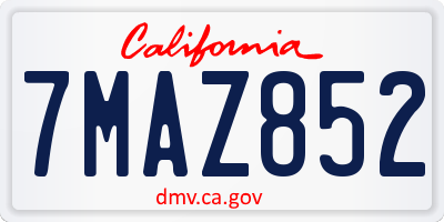 CA license plate 7MAZ852