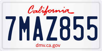 CA license plate 7MAZ855