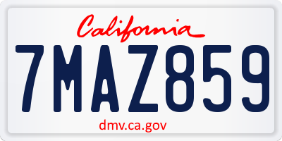 CA license plate 7MAZ859