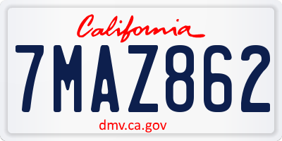 CA license plate 7MAZ862