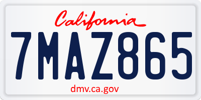 CA license plate 7MAZ865