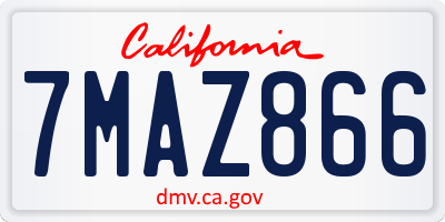 CA license plate 7MAZ866