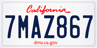 CA license plate 7MAZ867
