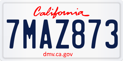 CA license plate 7MAZ873