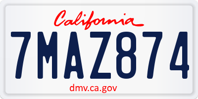 CA license plate 7MAZ874