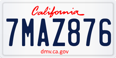 CA license plate 7MAZ876
