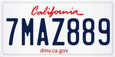 CA license plate 7MAZ889