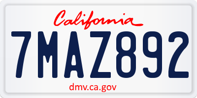 CA license plate 7MAZ892