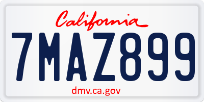 CA license plate 7MAZ899