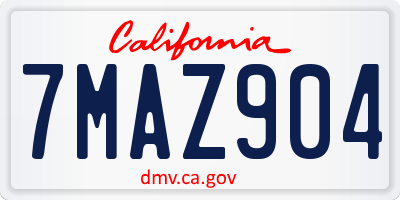 CA license plate 7MAZ904