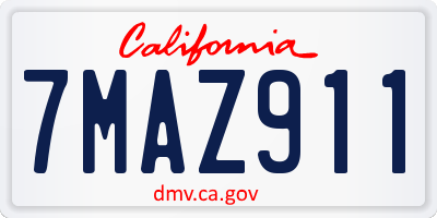 CA license plate 7MAZ911