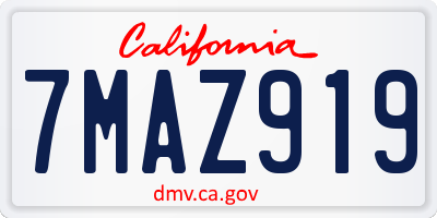 CA license plate 7MAZ919