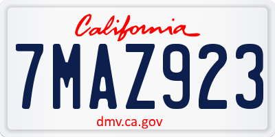 CA license plate 7MAZ923