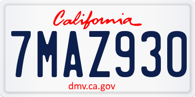 CA license plate 7MAZ930