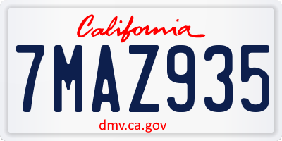 CA license plate 7MAZ935
