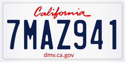CA license plate 7MAZ941