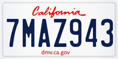 CA license plate 7MAZ943