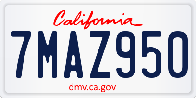 CA license plate 7MAZ950