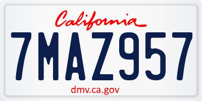 CA license plate 7MAZ957