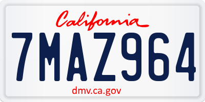 CA license plate 7MAZ964