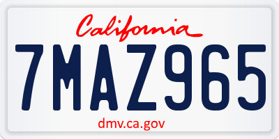CA license plate 7MAZ965